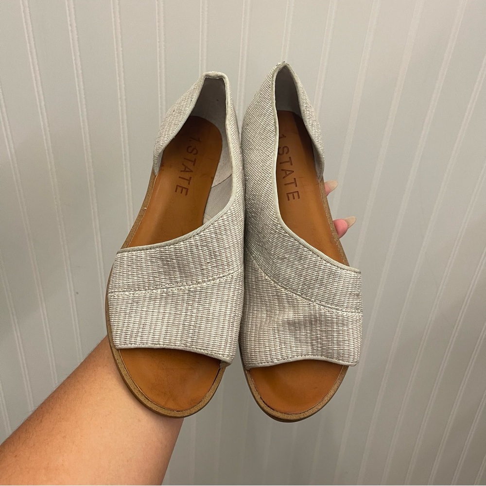 1. State Celvin Open Toe D’Orsay Sandal in Fog Sz 7